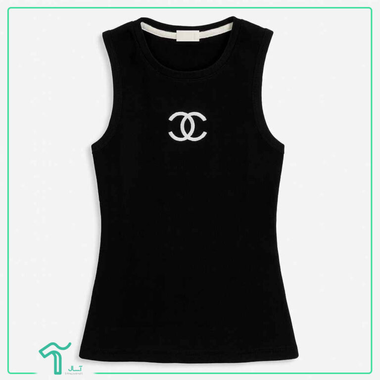 تاپ گلدوزی Chanel مشکی کبریتی پنبه کد 1033