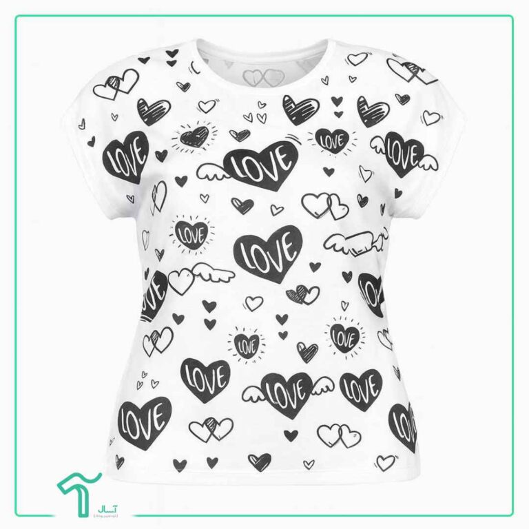 تیشرت آستین سرخود Love ویسکوز کد 1028