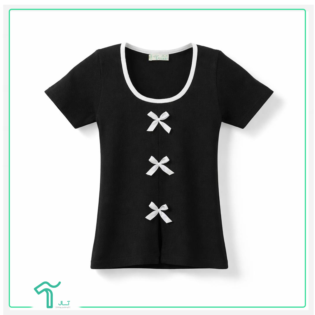 تیشرت پاپیون مشکی کبریتی پنبه کد 1095